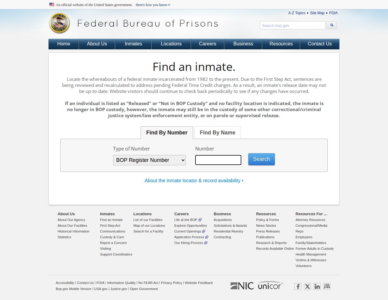 BOP released inmate search route for a Montague County federal case