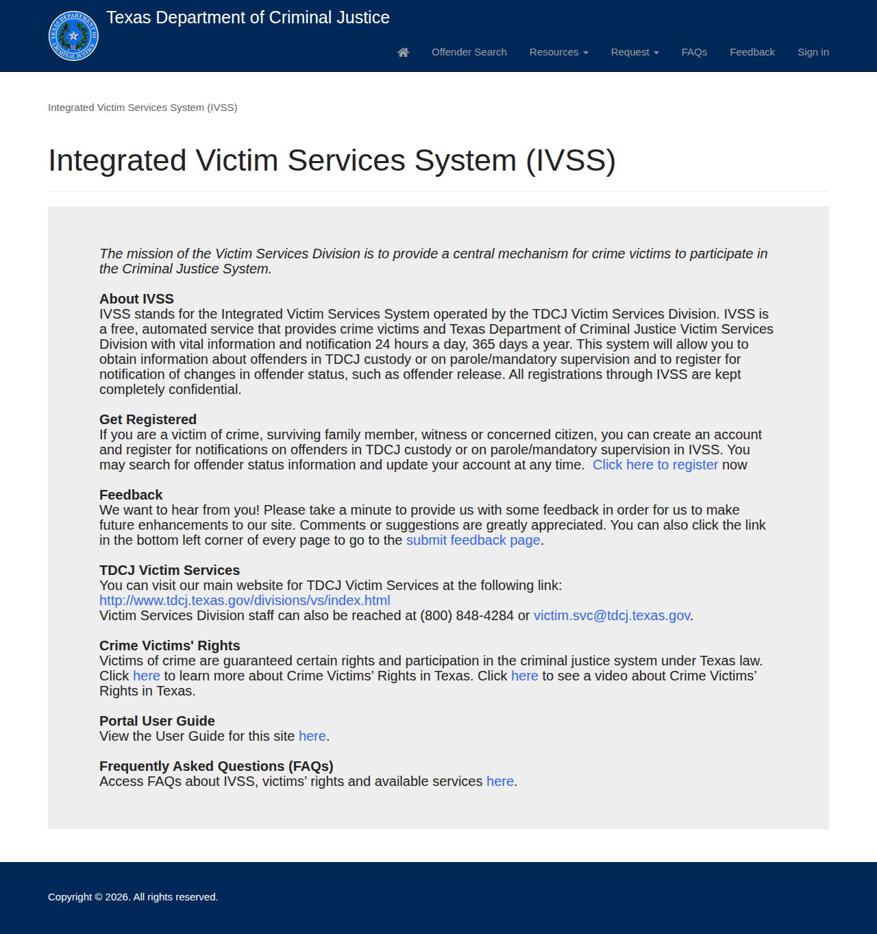Texas IVSS status search and notification portal